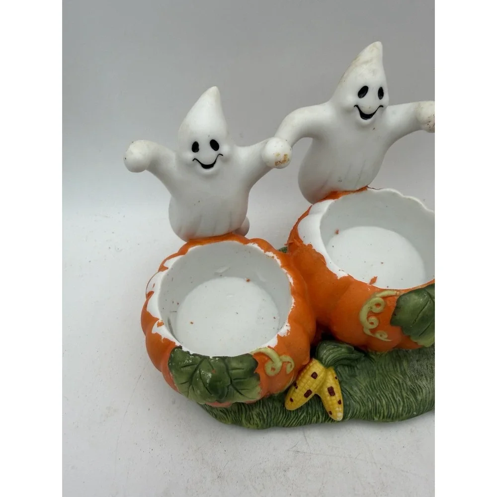 PartyLite Halloween Ghost Pumpkin Trio Tealight Candle Holder Fall Decor